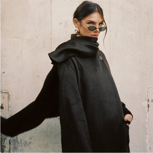 NWOT Banana Republic Chocolate Brown Oversized Double-Faced Wool Cape Coat - Picture 5 of 13